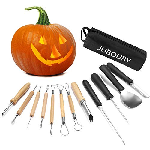 Juboury Pumpkin Carving Tools Kit  12 Piece Professional Heavy Duty Stainless Steel Carving Tools for Pumpkin Halloween Decoration Jack-O-Lantern