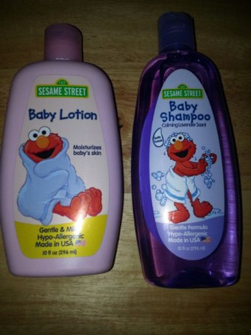 1 Bottle of SESAME STREET MOISTURIZES Babys Skin Baby Lotion and 1 Bottle of SESAME STREET Calming Lavender Scent Baby Shampoo