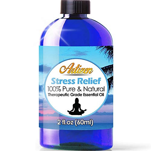 2oz - Artizen Stress Relief Blend Essential Oil 100  Pure   Natural - UNDILUTED Therapeutic Grade - Huge 2 Ounce Bottle - Perfect for Aromatherapy