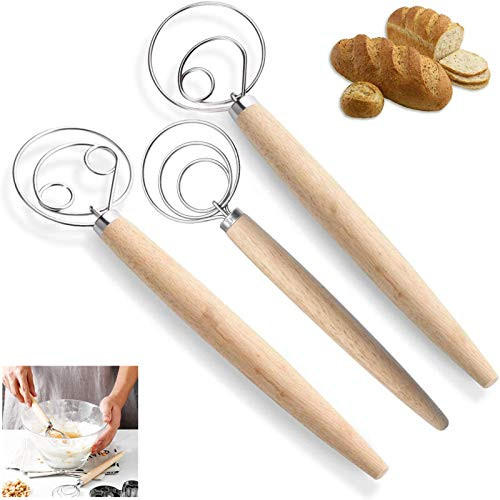 Danish Dough Whisk Bread Mixer?3 Pack Premium Stainless Steel Dutch Whisk The Original Danish Dough Whisk?For Cake Dessert Bread Pizza Pastry Kitchen Baking Tools
