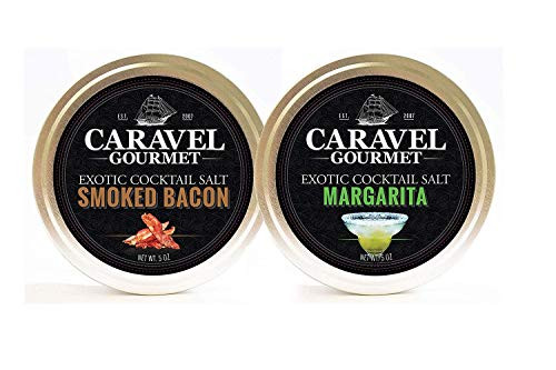 Exotic Cocktail Salt 2-pack - Margarita   Smoked Bacon - All-Natural Glass Rimmer   Finishing Sea Salts - No MSG  Non-GMO  Gluten-Free - Stackable Tins 10 total oz-