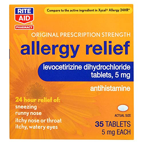 Rite Aid 24 Hour Allergy Relief  Original Prescription Strength  Levocetirizine Dihydrochloride Tablets  5 mg - 35 Count   Antihistamine