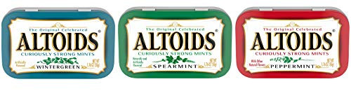 Altoids Mints  Peppermint  Spearmint  and Wintergreen  1-76oz tins  One Tin of Each - with Spice of Life Box of Mints