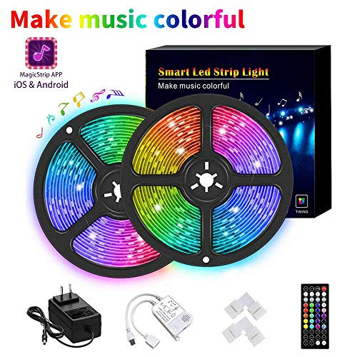 LED Strip Lights 32-8ft Led Lights Smart Color Changing Rope Lights 32-8ft-10M SMD 5050 RGB Light Strips with Bluetooth Controller Sync to Music Apply for TV Bedroom and Home Decoration LED Strip Lights 32-8ft Led Lights Smart Color Changing Rope Lights 32-8ft-10M SMD 5050 RGB Light Strips with Bluetooth Controller Sync to Music Apply for TV Bedroom and Home Decoration