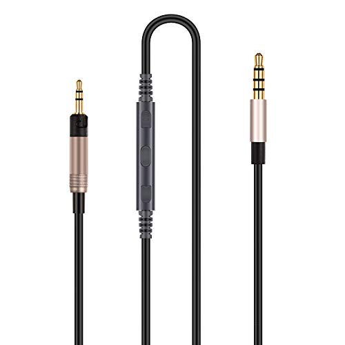 Audio Replacement Cable Compatible with Sennheiser HD6 Mix  HD 7 DJ  HD 8 DJ Headphones and iPhone iPod iPad Apple Devices Black with in-Line Mic Remote Volume Control