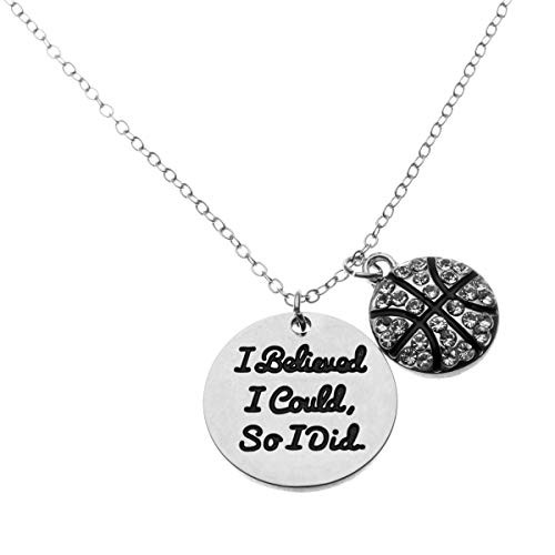 Sportybella Basketball Necklace  Basketball I Believed I Could So I Did Jewelry  Basketball Gifts  Basketball Charm Necklace  for Female Basketball Players