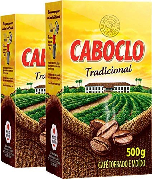 Cafe Caboclo 500g Torrado e Moído - Roast and Ground Coffee 17-60oz PACK OF 02