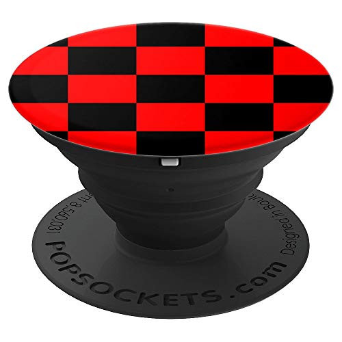 Checkerboard Pattern Red   Black-Checkered Flag- Casino Fun PopSockets Grip and Stand for Phones and Tablets