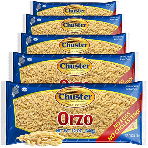 Chuster Orzo Pasta   Bulk Pack of 5   100  All Natural Rice-Shaped Noodles for Soups  Salads  Stews   Sides   Cooks to Perfection in 10 Minutes!   Cholesterol Free  Kosher Safe  Low Fat  High Fiber