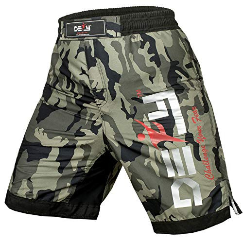 DEFY Premium MMA Fight Shorts Clothing UFC Cage Kickboxing Fighting Grappling Martial Arts Muay Thai Training Camouflage Green Camo  Medium