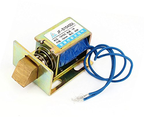 YXQ DC 12V 1Amp 25N Force Open Frame Electric Door Lock Solenoid Electromagnet Assembly JF-S1040DL Pull Push Type with Mount Board  10mm Stroke