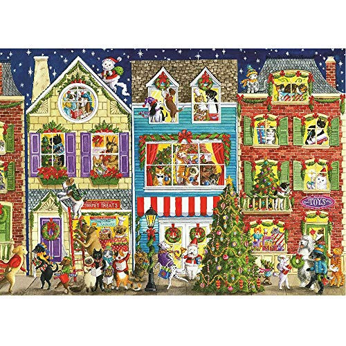 1000 Piece Jigsaw Puzzles for Adults Kids Christmas on Pet Street Puzzles for Kids Educational Toys Game Jigsaw Puzzles 1000 Piece
