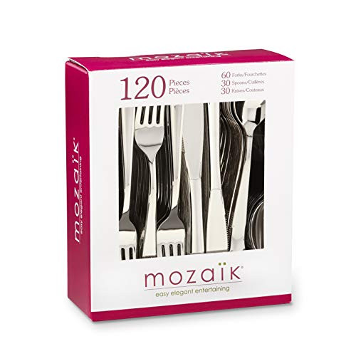 Mozaik Premium Plastic Stainless Steel Coated Assorted Cutlery  120 pieces