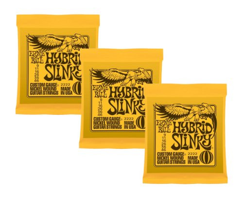 Ernie Ball 2222 Hybrid Slinky Nickel Electric Guitar Strings 3-pack Ernie Ball 2222 Hybrid Slinky Nickel Electric Guitar Strings 3-pack