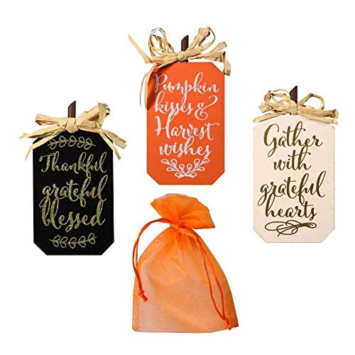 Fall Decor Bundle of Three for Home  Office  Business or Classroom  Includes Three Miniature Tabletop Fall-Autumn-Harvest Wooden Signs Each Sign Measures Around 4 x 5 inches Black