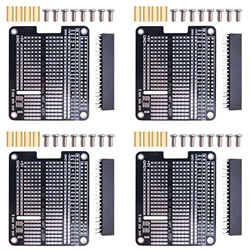 GeeekPi 4X Prototype Breakout DIY Breadboard PCB Shield Board Kit for Raspberry Pi 4 3 2 B A Black