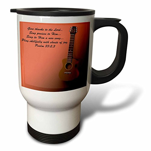 3dRose Classic Guitar and Bible Verse Sing to The Lord a New Song, Stainless Steel Travel Mug, 14-Oz 3dRose Classic Guitar and Bible Verse Sing to The Lord a New Song, Stainless Steel Travel Mug, 14-Oz