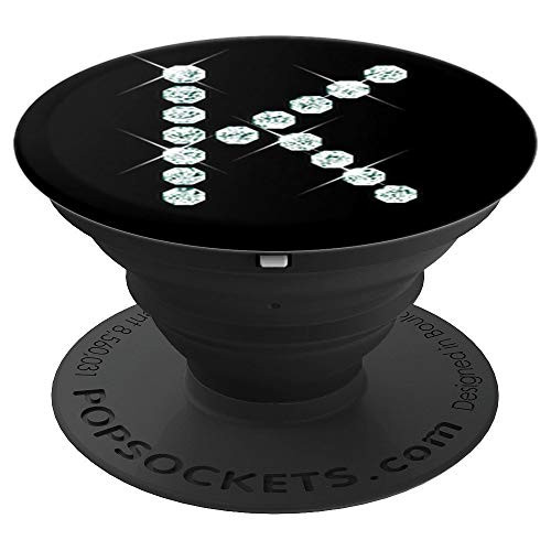 K Monogram Pop Socket - K Letter Pop Socket - Black Diamond PopSockets Grip and Stand for Phones and Tablets