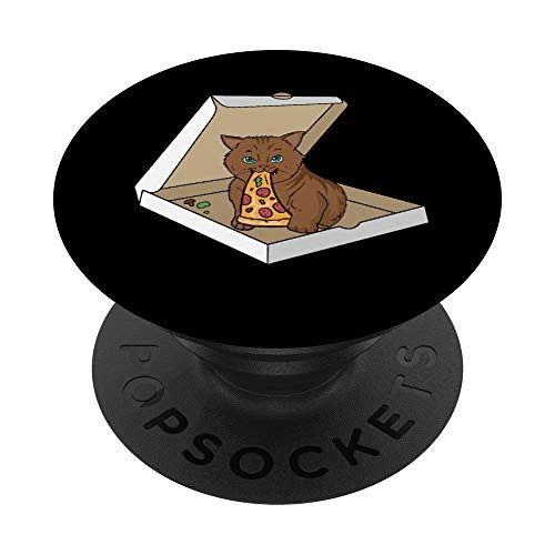 Cat Eating Pizza Box Kitten Lover Pet Owner PopSockets PopGrip  Swappable Grip for Phones   Tablets