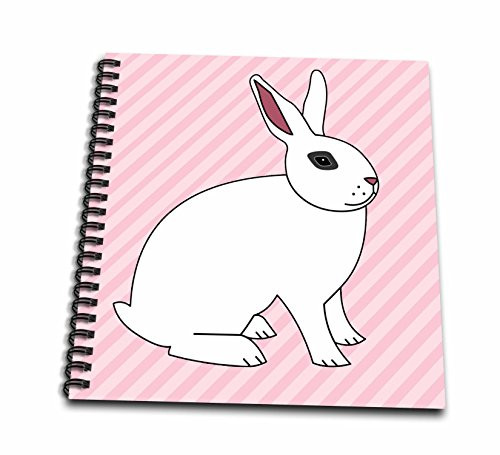 3dRose db_24635_2 Cute Hotot Rabbit Bunny on Pink Stripes-Memory Book, 12 by 12-Inch
