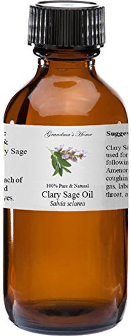 Clary Sage Essential Oil - 2 fl oz -100  Pure and Natural - Therapeutic Grade - Grandma s Home