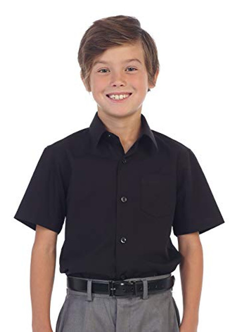 Gioberti Boy s Short Sleeve Solid Dress Shirt  Black  14