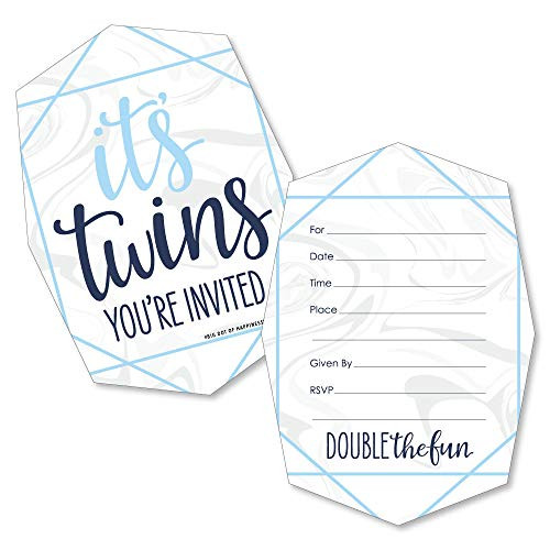 Its Twin Boys - Shaped Fill-in Invitations - Blue Twins Baby Shower Invitation Cards with Envelopes - Set of 12 Its Twin Boys - Shaped Fill-in Invitations - Blue Twins Baby Shower Invitation Cards with Envelopes - Set of 12