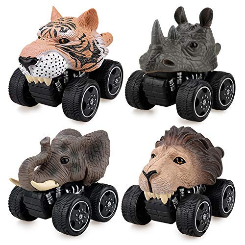 TIBEIBUY Animal Cars Toys for 3 4 5 Year Old Boys Kids  Toddlers Dinosaur Car Vehicles Toy Gifts for Boy Age 2 3 4 5 Kid Monster Truck for 3-5 Year Olds Boys Child Birthday Party Supplies Toys Cars