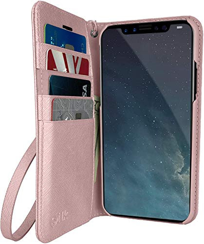 Smartish iPhone X-XS Wallet Case - Keeper of The Things - Folio Wallet Synthetic Leather Portfolio Flip Credit Card Cover with Kickstand - Rose All Day