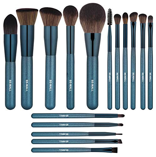 BS-MALL Makeup Brush Set Premium Synthetic Professional Makeup Brushes Foundation Powder Blending Concealer Eye shadows Blush Makeup Brush Kit Deep Starry Blue 16 PCS