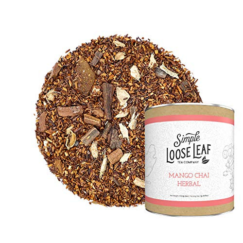 Simple Loose Leaf - Mango Chai Tea - Premium Loose Leaf Herbal Tea 4 oz - Caffeine Free - Spiced Flavor - USA Hand Packaged - 60 Cups