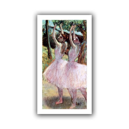 Art Wall Dancers in Violet Dresses, Arms Raised' Unwrapped Flat Canvas Artwork by Edgar Degas, 22 by 40-Inch