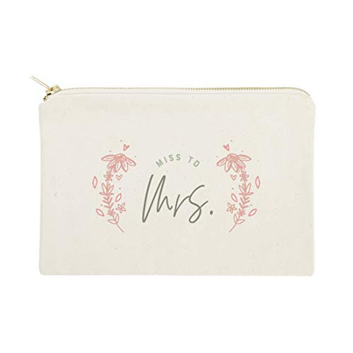 The Cotton   Canvas Co- Floral Miss to Mrs- Wedding Cosmetic Bag  Bridal Party Gift and Travel Make Up Pouch