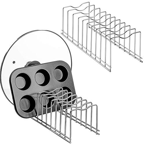 SANNO Lid Organizer Plate Drying Rack  Lid Holder Kitchen Pot Lid Rack Holder Organizer Kitchen Dish Plate Storage Organizer and Drying Rack  Pantry and Cabinet Holder?Set of Two?