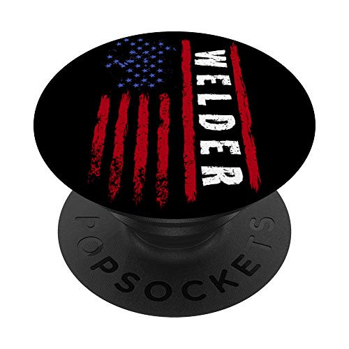 Welder American Flag - Welding US American Banner Worker PopSockets PopGrip  Swappable Grip for Phones   Tablets