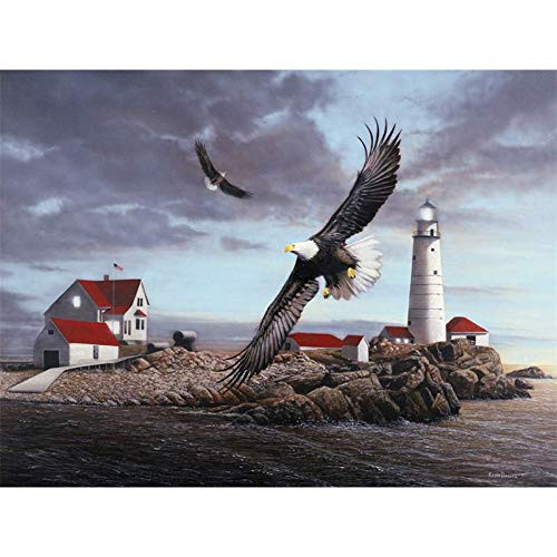 Puzzle 1000 Pieces Jigsaw Puzzles for Kids Adult - Lighthouse and Eagle Jigsaw Puzzle  Kids Educational Intellectual Decompressing Fun Game for Kids 27X 20