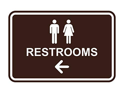 Signs ByLITA Classic Framed Restrooms Left Arrow Sign Dark Brown - Large