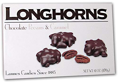 Lammes Candies Milk Chocolate Longhorns - Milk Chocolate Pecans and Caramel  6 Ounce Box