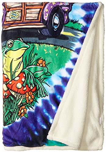 Liquid Blue Men's Hippy Road Trippin' Tie Dye Warm Coral Fleece Throw Blanket, multi 50" X 60"