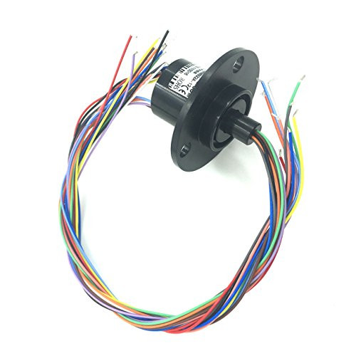GeeBat Mini Capsule Electrical Slip Ring 22mm 300RPM 250VDC-VAC 6-12-24 Wires CIRCUITSx2A for monitor Robotic Test equipment 12 Wires w-Flange
