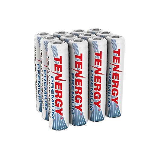 Tenergy Premium Rechargeable AAA Batteries  High Capacity 1000mAh NiMH AAA Batteries  AAA Cell Battery  12-Pack