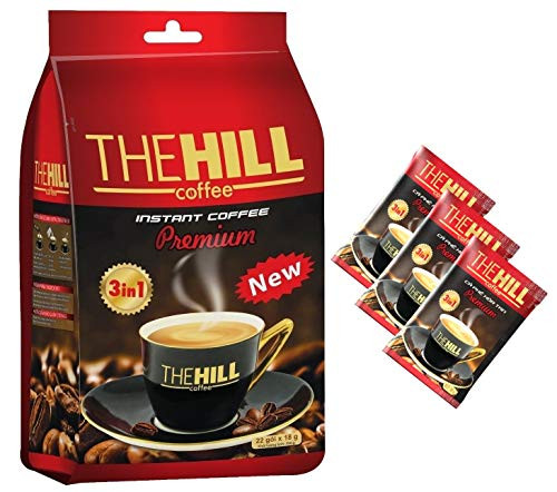 The Hill 3 in 1 Coffee- Best Instant Coffee Packets with Creamer and Sugar- Aromatic Vietnamese Coffee with Coffee Creamer Powder- Original Flavor- 1 Bag of 22 Coffee with Creamer Packets