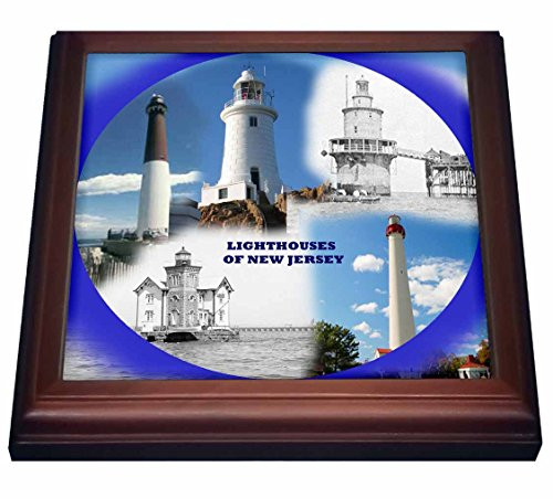3dRose trv_47312_1 Lighthouses on New Jersey Trivet with Ceramic Tile, 8 by 8", Brown 3dRose trv_47312_1 Lighthouses on New Jersey Trivet with Ceramic Tile, 8 by 8", Brown