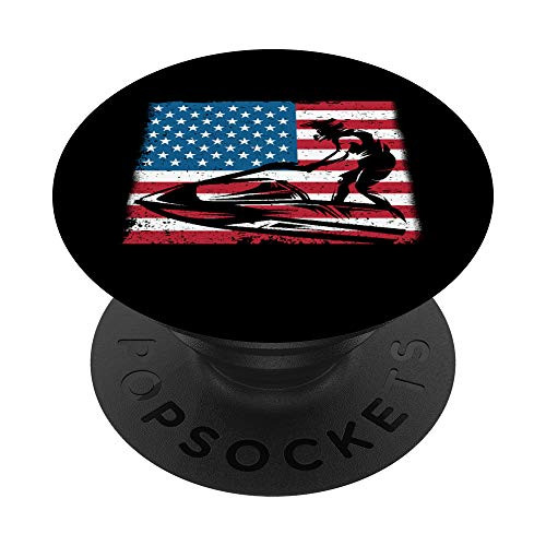 Jet-Ski Water Sports Funny Slogan Gift USA Flag PopSockets PopGrip  Swappable Grip for Phones   Tablets