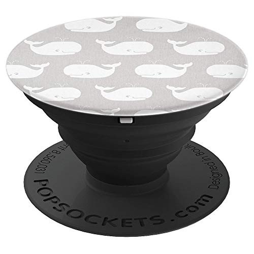 Classic Grey and White Nautical Themed Whale PopSockets Grip and Stand for Phones and Tablets