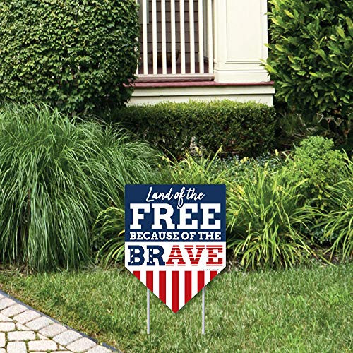 Big Dot of Happiness Happy Veterans Day - Outdoor Lawn Sign - Patriotic Yard Sign - 1 Piece