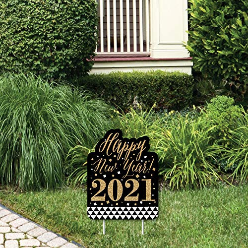 Big Dot of Happiness New Years Eve - Gold - Outdoor Lawn Sign - 2021 New Years Eve Party Yard Sign - 1 Piece