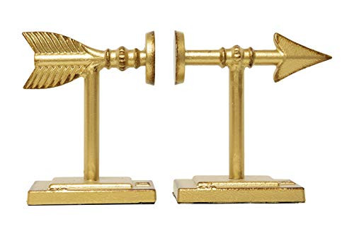 Creative Co-op Gold Shaped Cast Iron (Set of 2 Pieces) Metal Arrow Bookends