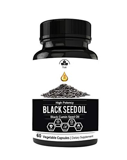 Black Seed Oil Non-GMO   Vegetarian Premium Cold-Pressed Nigella Sativa - Pure Black Cumin Seed Oil with Vitamin E - 500mg Each  1000mg Per Serving - 60 Soft gel Capsules by Totally Natural Remedies