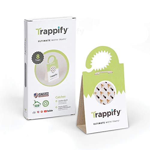 Trappify Universal Moth Traps with Pheromones  Adhesive Pantry Moth Trap for Clothes  Closet  Indian Meal  Wheat  and Other Common Moths - Home  Kitchen  and Clothing Pheromone Moth Killer 8
